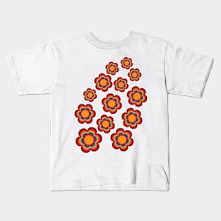 70s Colors Big Sacred Flower Seamless Repeat Pattern Print Kids T-Shirt